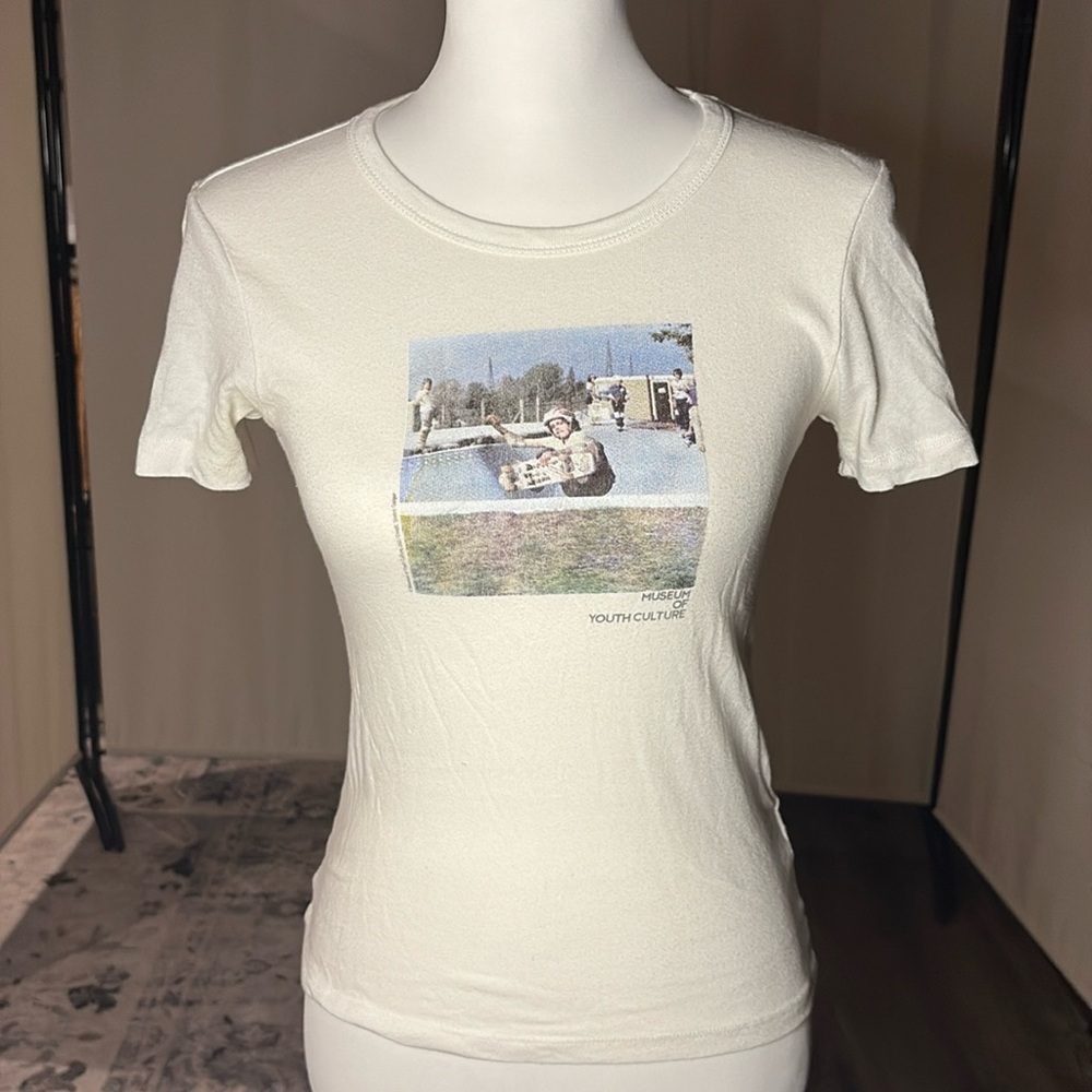 BDG White T-Shirt with Skater Print